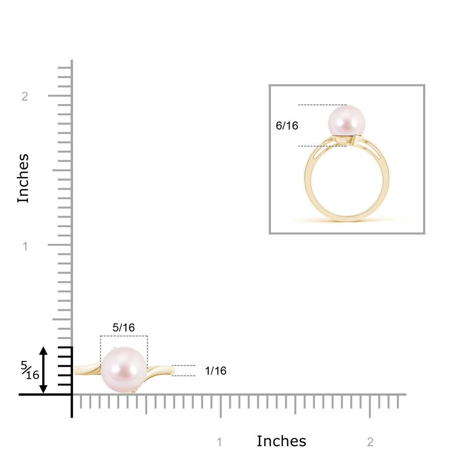 8mm AAAA Solitaire Japanese Akoya Pearl Bypass Ring in Yellow Gold product image