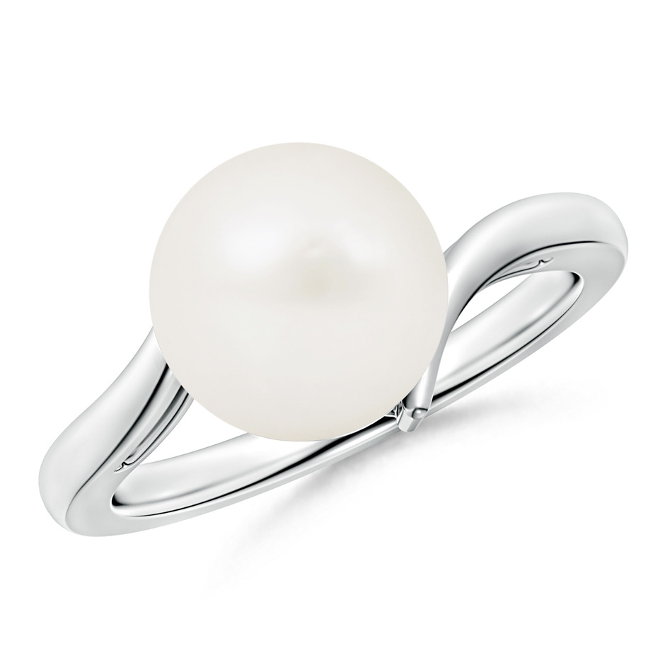 10mm A Solitaire Freshwater Pearl Bypass Ring in White Gold 