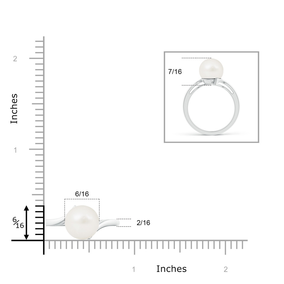 10mm A Solitaire Freshwater Pearl Bypass Ring in White Gold product image