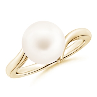 10mm AA Solitaire Freshwater Pearl Bypass Ring in 9K Yellow Gold