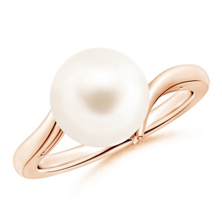 10mm AAA Solitaire Freshwater Pearl Bypass Ring in 9K Rose Gold