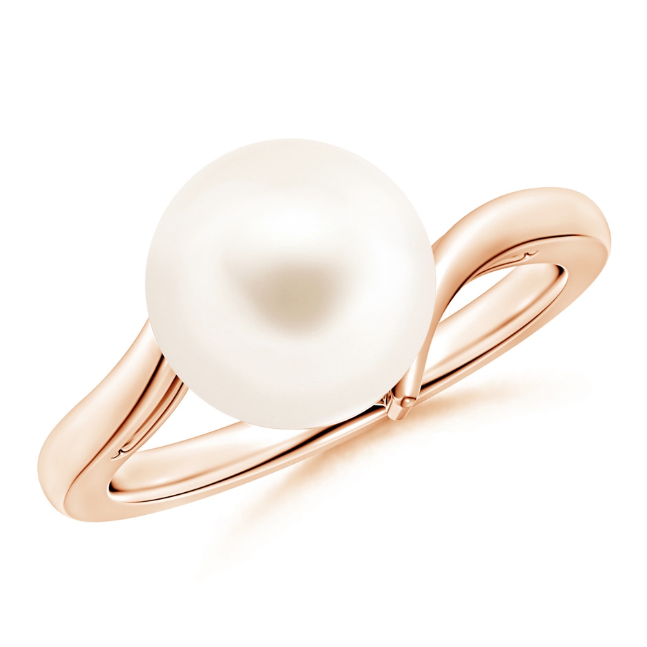 10mm AAA Solitaire Freshwater Pearl Bypass Ring in Rose Gold 