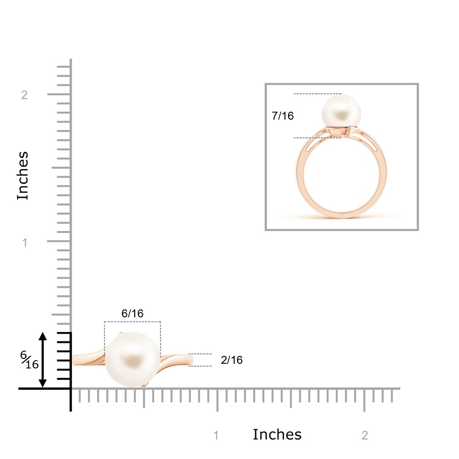 10mm AAA Solitaire Freshwater Pearl Bypass Ring in Rose Gold product image