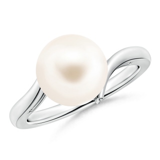 10mm AAA Solitaire Freshwater Pearl Bypass Ring in White Gold