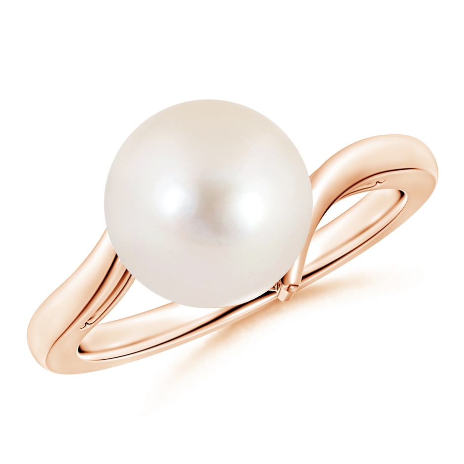 10mm AAAA Solitaire Freshwater Pearl Bypass Ring in Rose Gold 