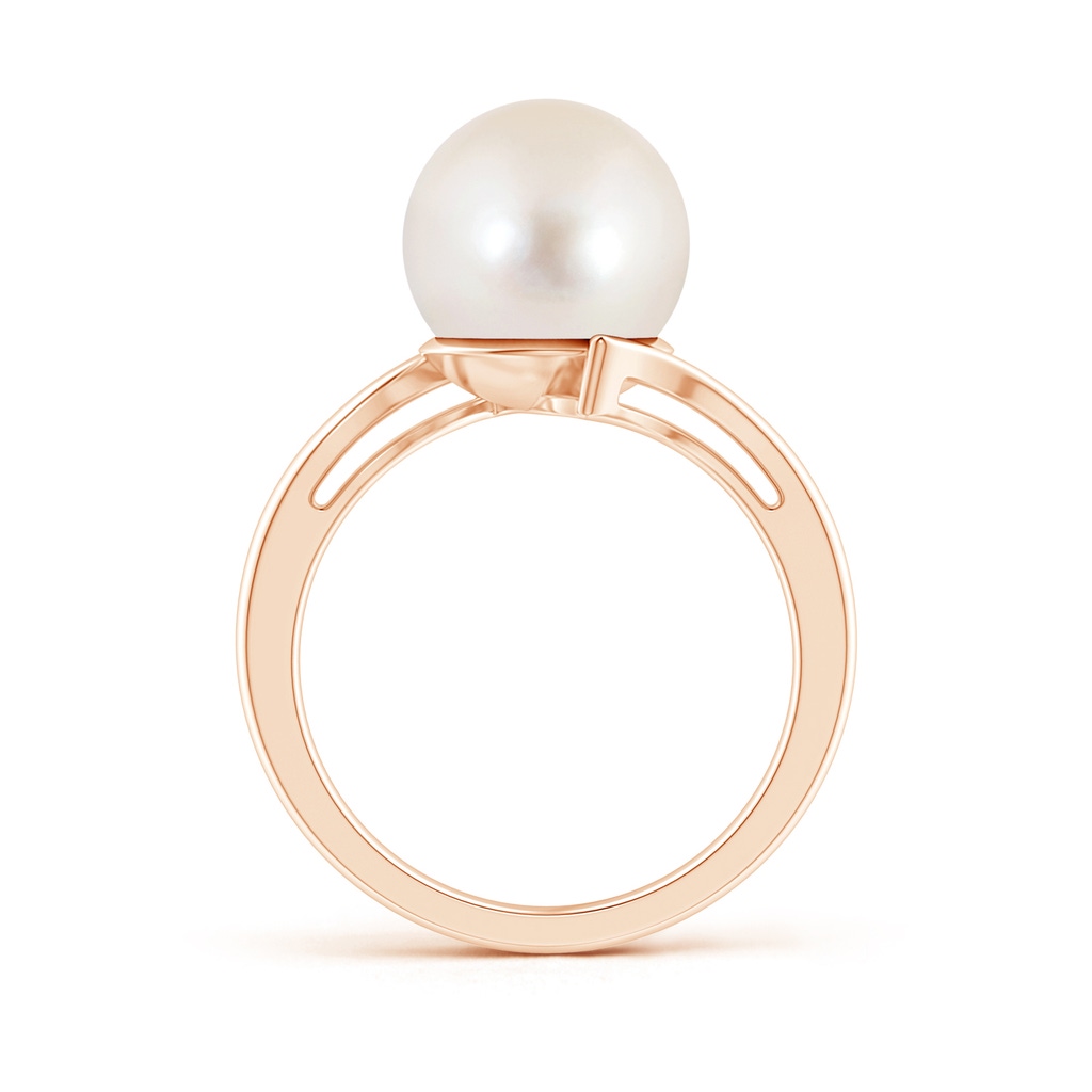 10mm AAAA Solitaire Freshwater Pearl Bypass Ring in Rose Gold Product Image