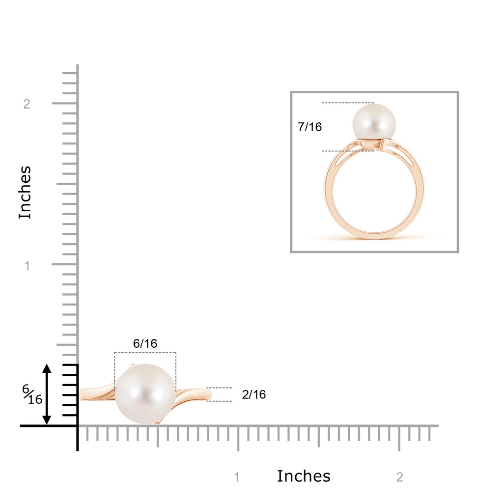 10mm AAAA Solitaire Freshwater Pearl Bypass Ring in Rose Gold Product Image