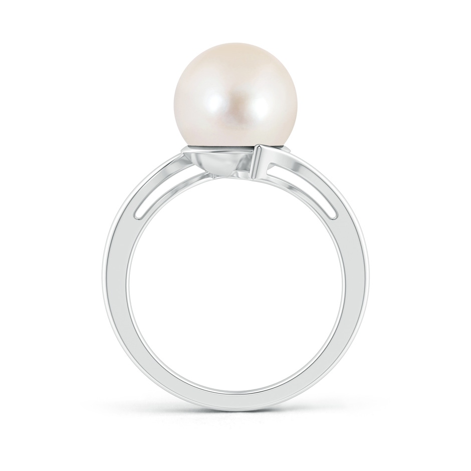 10mm AAAA Solitaire Freshwater Pearl Bypass Ring in White Gold product image