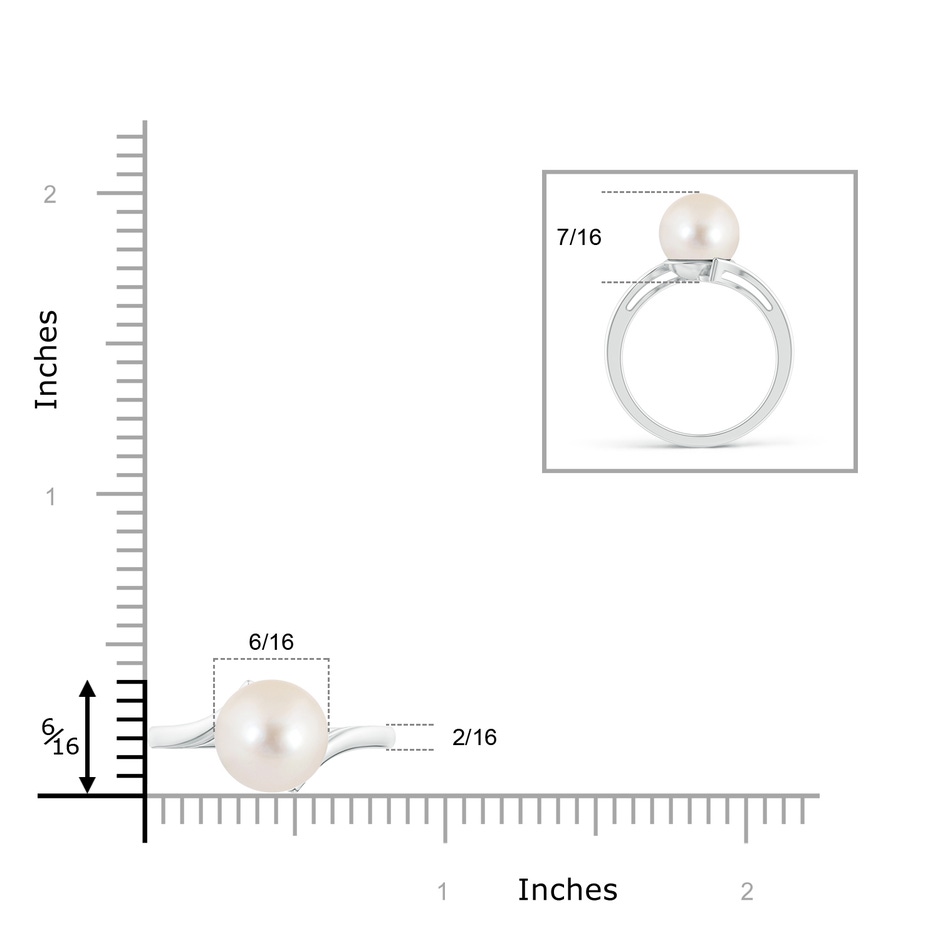 10mm AAAA Solitaire Freshwater Pearl Bypass Ring in White Gold product image