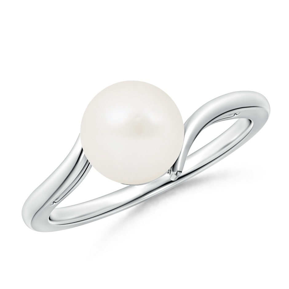 8mm A Solitaire Freshwater Pearl Bypass Ring in White Gold 