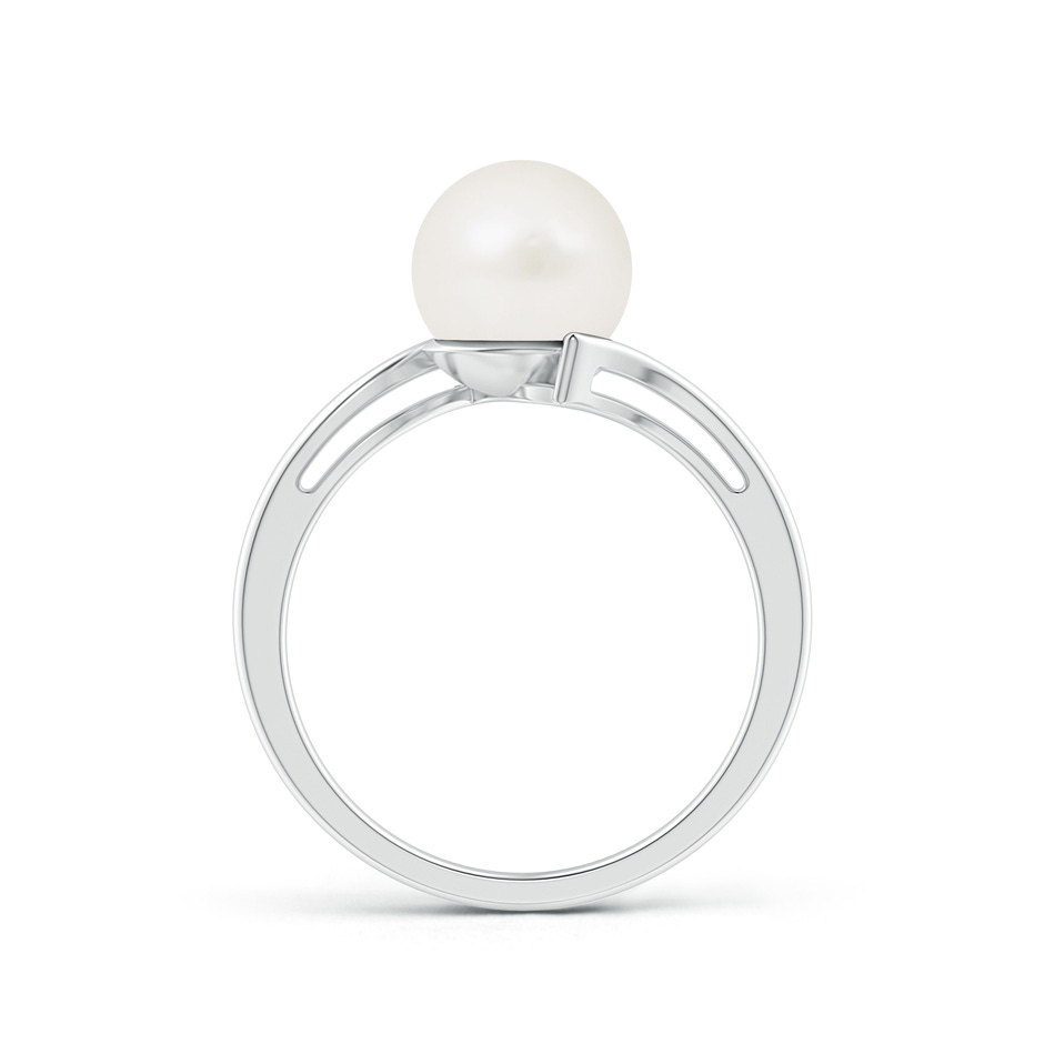 8mm A Solitaire Freshwater Pearl Bypass Ring in White Gold product image