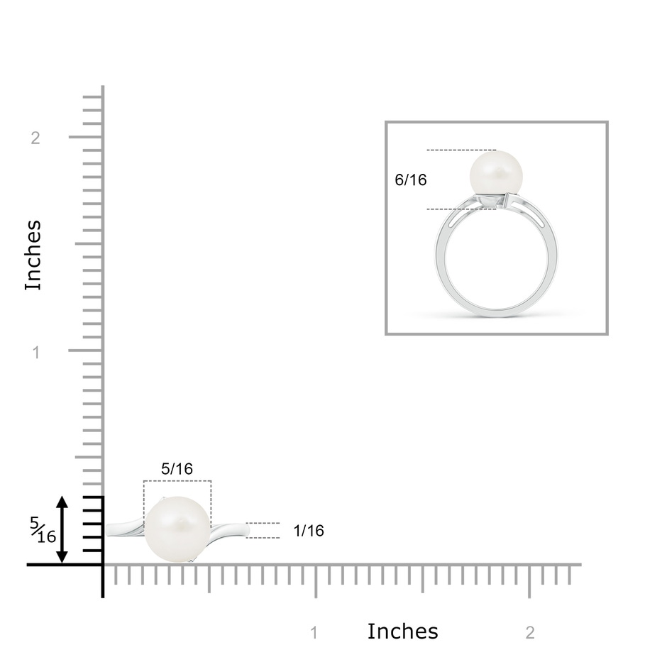 8mm A Solitaire Freshwater Pearl Bypass Ring in White Gold product image