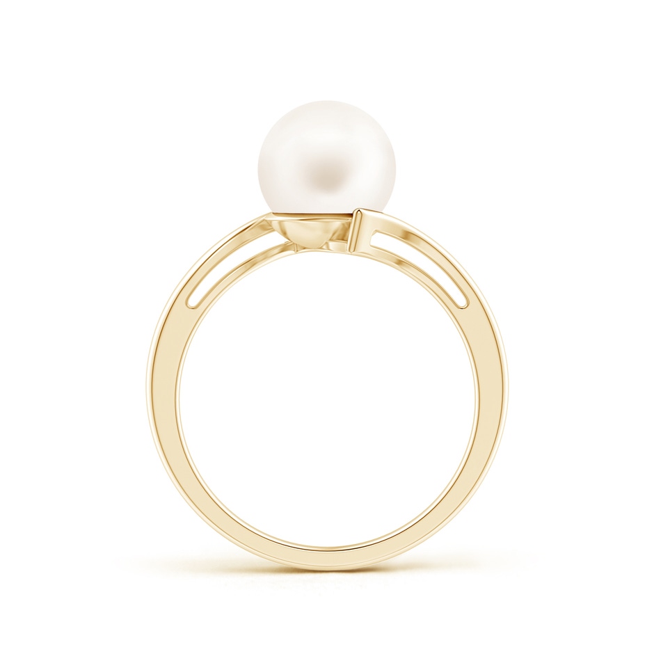 8mm AA Solitaire Freshwater Pearl Bypass Ring in 10K Yellow Gold product image