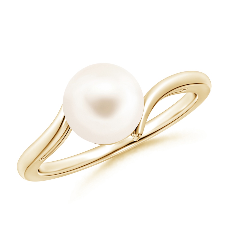 8mm AAA Solitaire Freshwater Pearl Bypass Ring in 10K Yellow Gold 