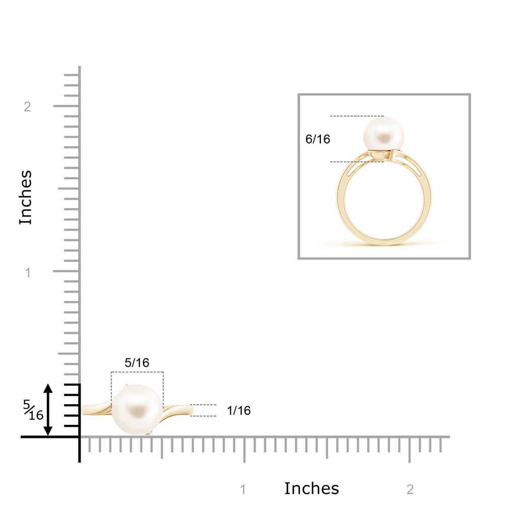 8mm AAA Solitaire Freshwater Pearl Bypass Ring in 10K Yellow Gold Product Image