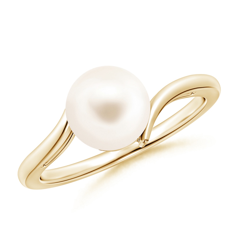 8mm AAA Solitaire Freshwater Pearl Bypass Ring in 9K Yellow Gold 