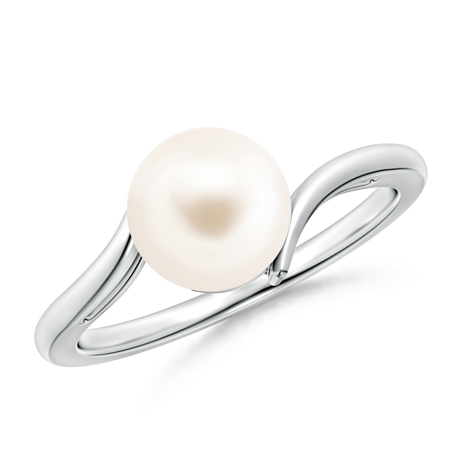 8mm AAA Solitaire Freshwater Pearl Bypass Ring in White Gold 