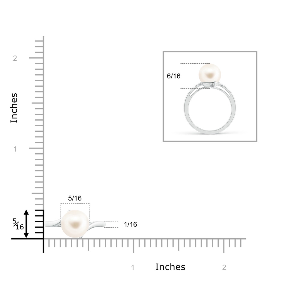 8mm AAA Solitaire Freshwater Pearl Bypass Ring in White Gold product image
