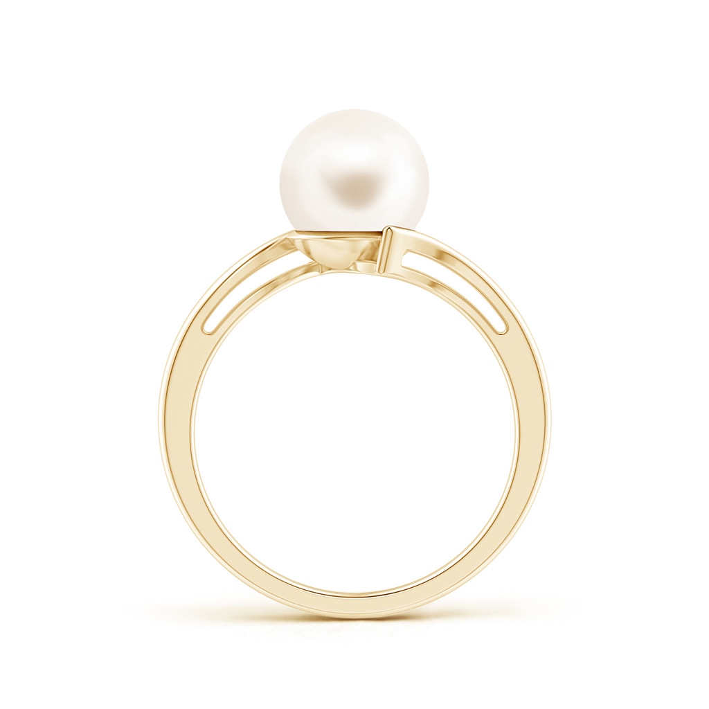 8mm AAA Solitaire Freshwater Pearl Bypass Ring in Yellow Gold Product Image