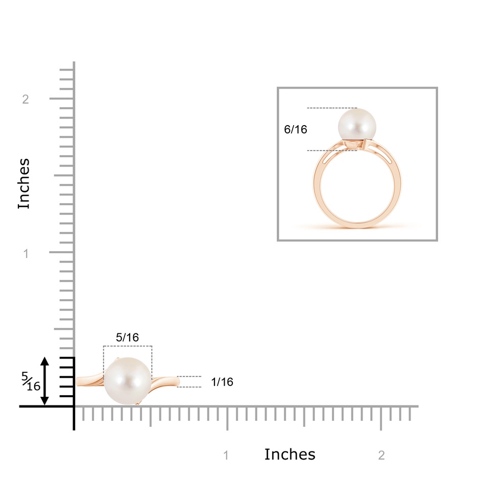 8mm AAAA Solitaire Freshwater Pearl Bypass Ring in 9K Rose Gold product image