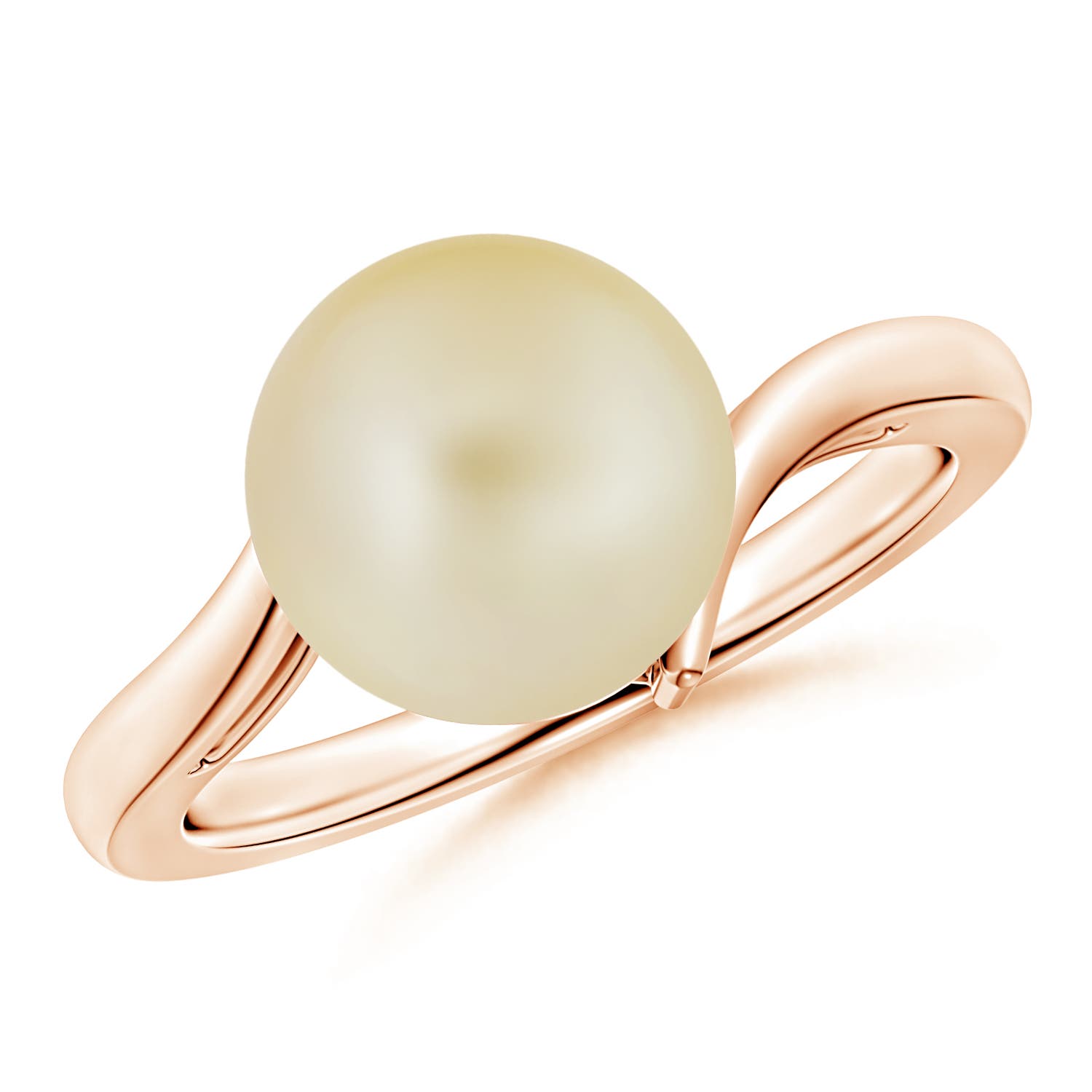 10mm A Solitaire Golden South Sea Pearl Bypass Ring in Rose Gold