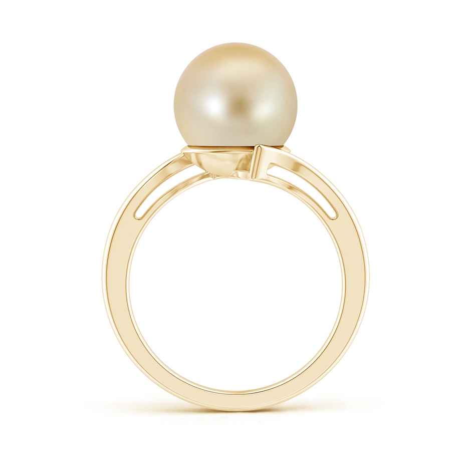 10mm AAA Solitaire Golden South Sea Pearl Bypass Ring in Yellow Gold product image