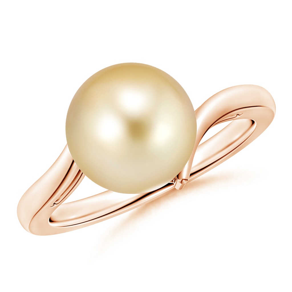 10mm AAAA Solitaire Golden South Sea Pearl Bypass Ring in Rose Gold