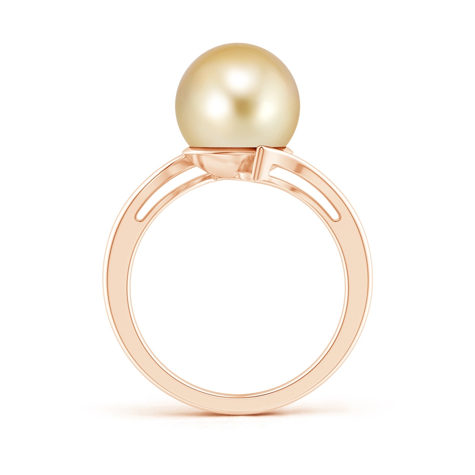10mm AAAA Solitaire Golden South Sea Pearl Bypass Ring in Rose Gold product image