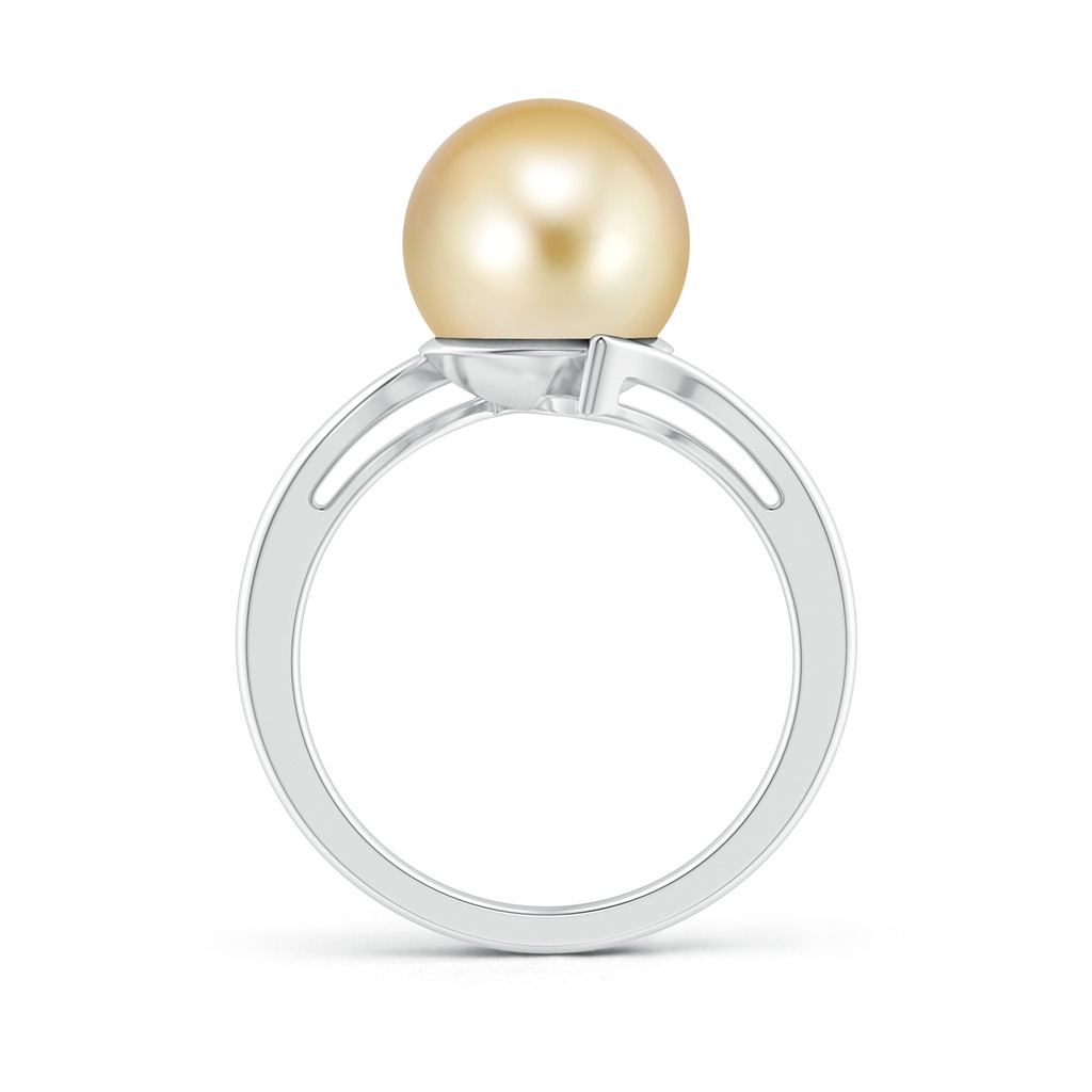 10mm AAAA Solitaire Golden South Sea Pearl Bypass Ring in White Gold Product Image