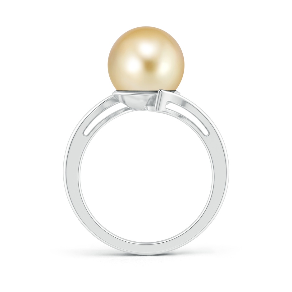 10mm AAAA Solitaire Golden South Sea Pearl Bypass Ring in White Gold product image