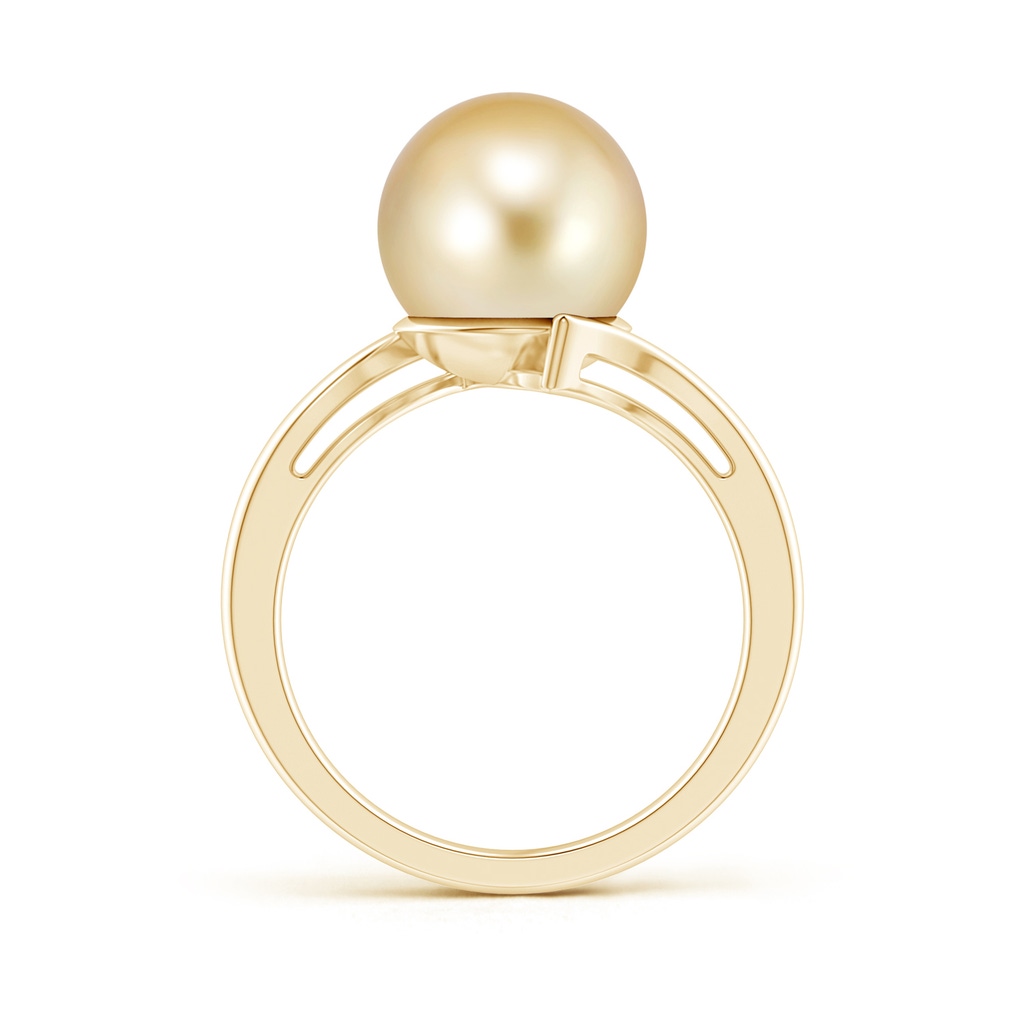10mm AAAA Solitaire Golden South Sea Pearl Bypass Ring in Yellow Gold Product Image