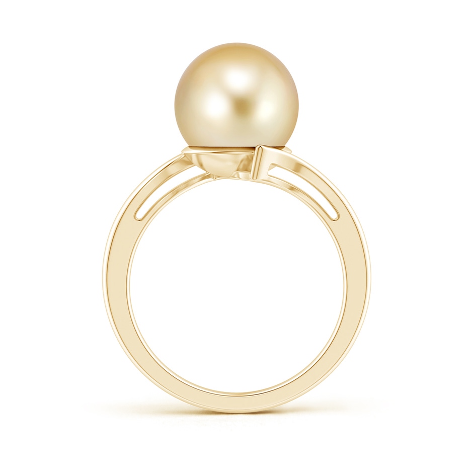 10mm AAAA Solitaire Golden South Sea Pearl Bypass Ring in Yellow Gold product image