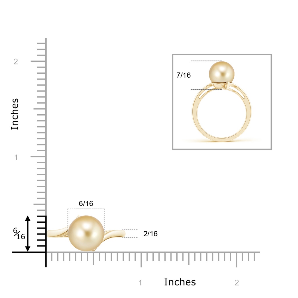 10mm AAAA Solitaire Golden South Sea Pearl Bypass Ring in Yellow Gold Product Image