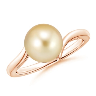 9mm AAAA Solitaire Golden South Sea Pearl Bypass Ring in Rose Gold