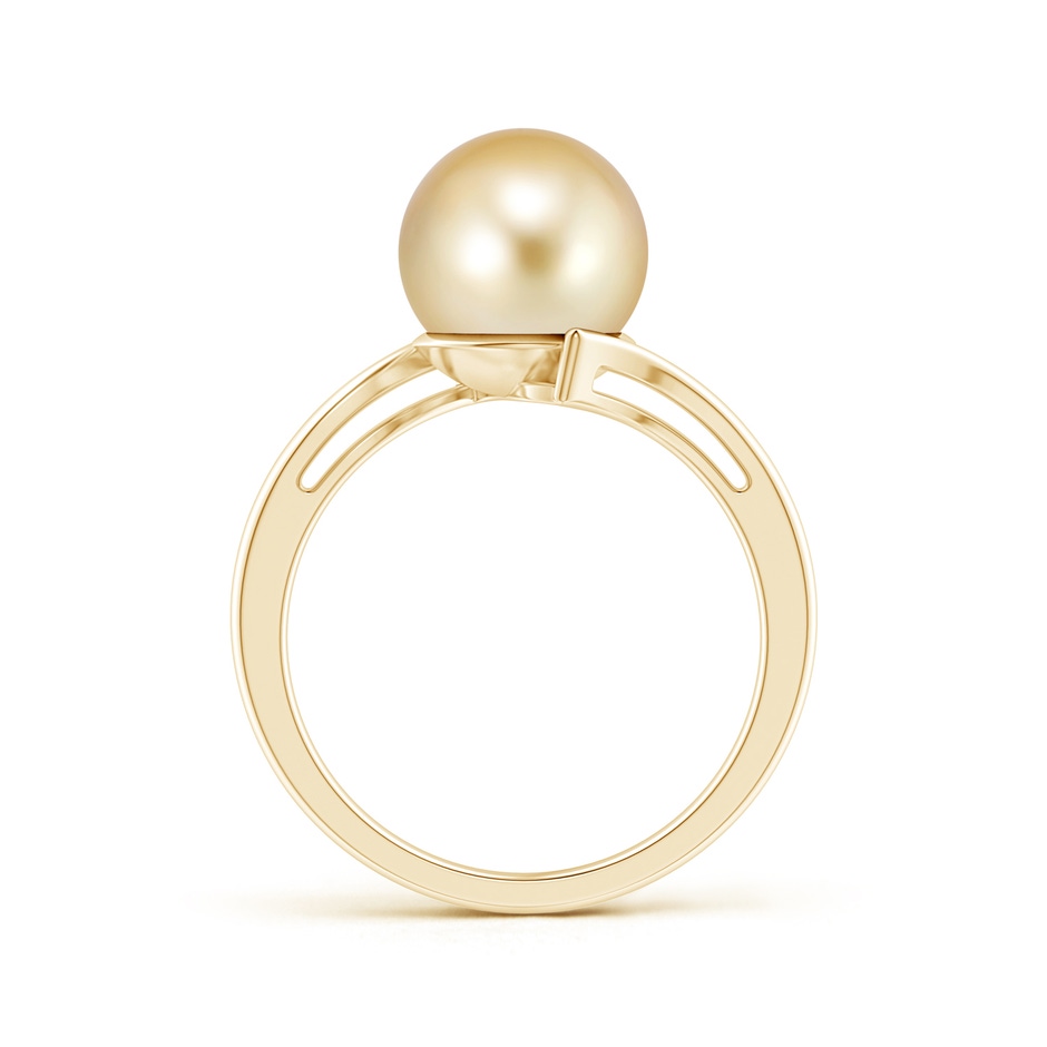 9mm AAAA Solitaire Golden South Sea Pearl Bypass Ring in Yellow Gold product image