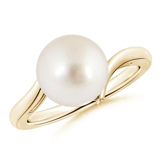 10mm AAAA Solitaire South Sea Pearl Bypass Ring in Yellow Gold