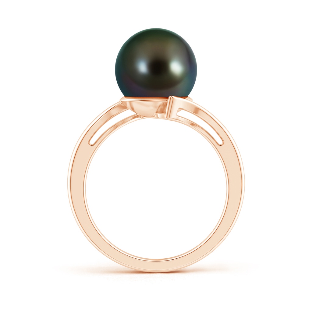 10mm AAAA Solitaire Tahitian Pearl Bypass Ring in Rose Gold Product Image