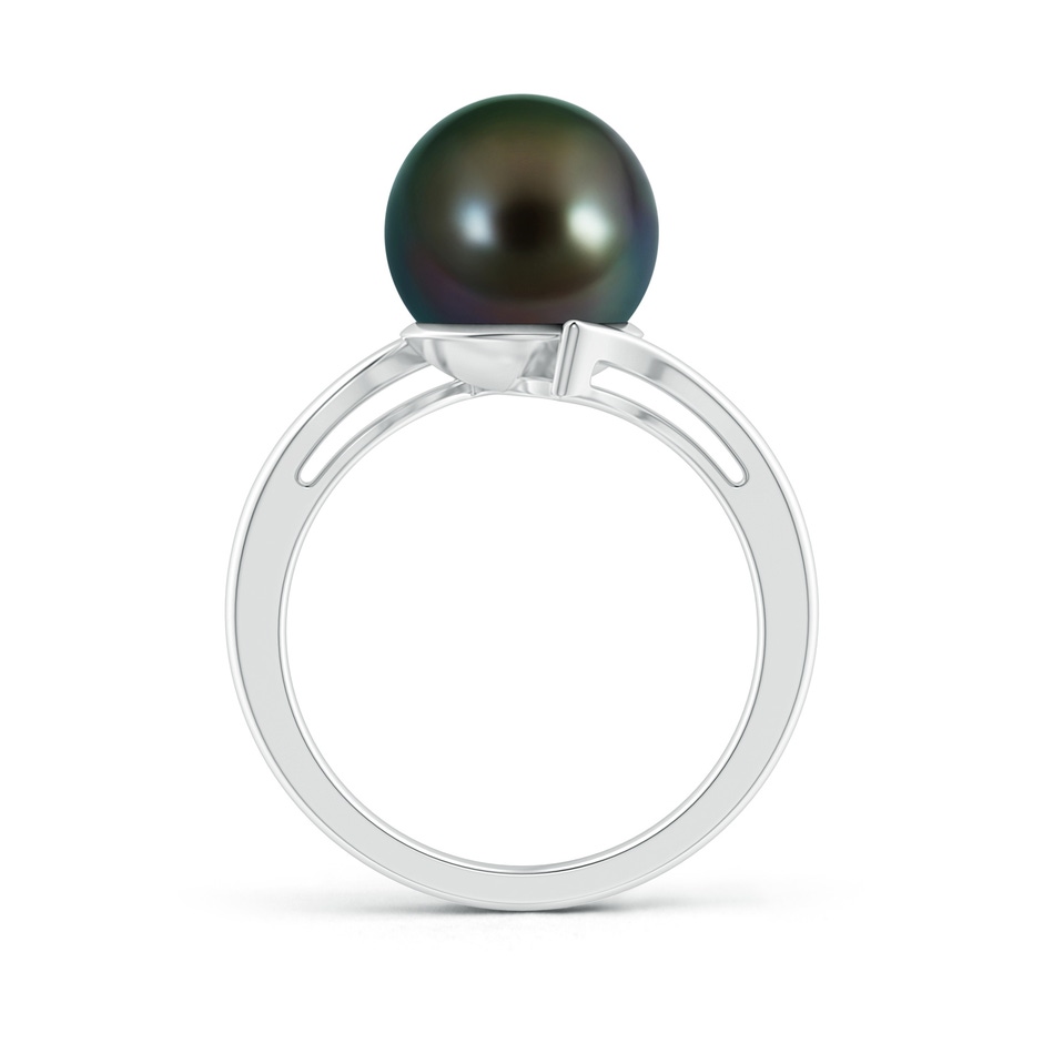 10mm AAAA Solitaire Tahitian Pearl Bypass Ring in White Gold side 199