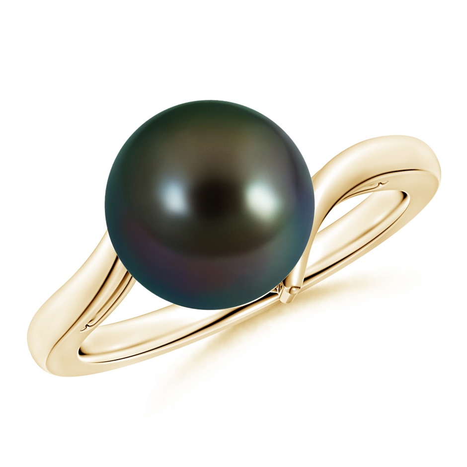 10mm AAAA Solitaire Tahitian Pearl Bypass Ring in Yellow Gold 