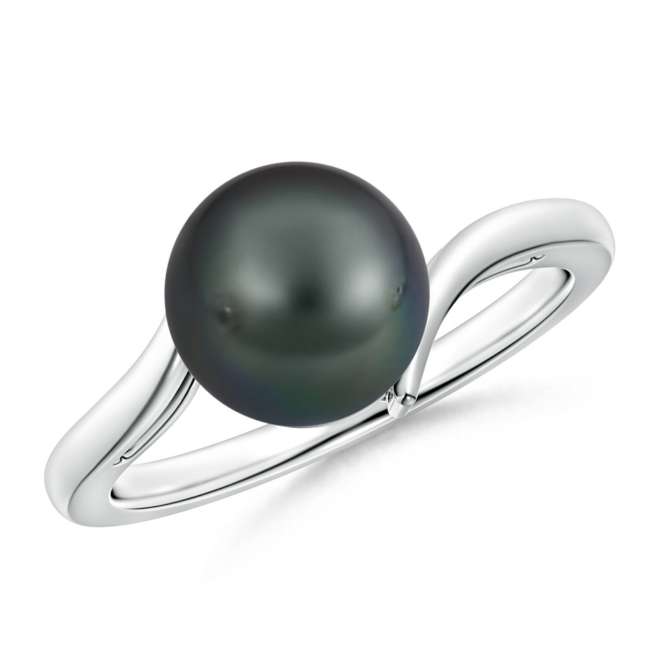 9mm A Solitaire Tahitian Pearl Bypass Ring in 9K White Gold 