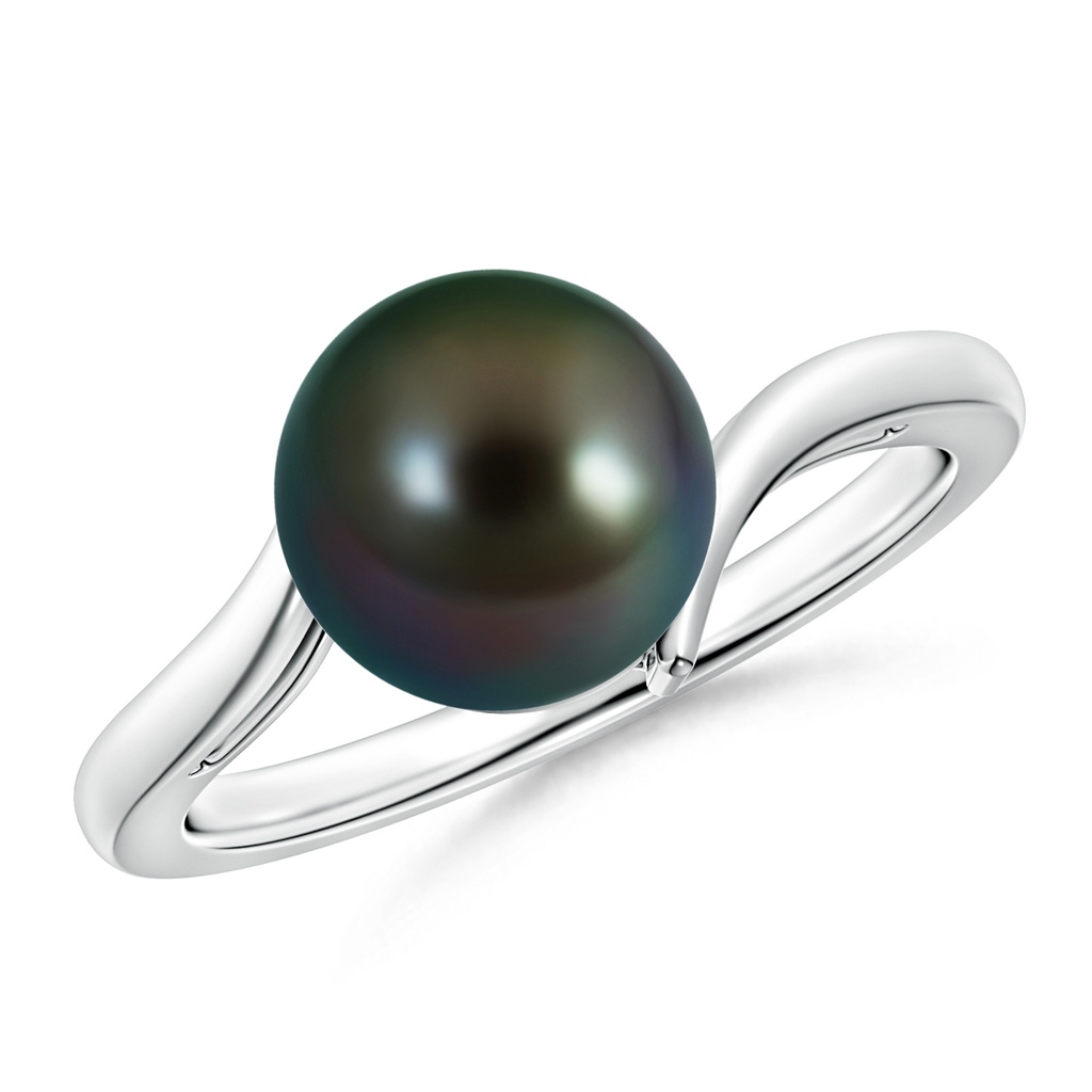 9mm AAAA Solitaire Tahitian Pearl Bypass Ring in White Gold