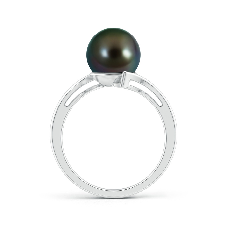 9mm AAAA Solitaire Tahitian Pearl Bypass Ring in White Gold product image