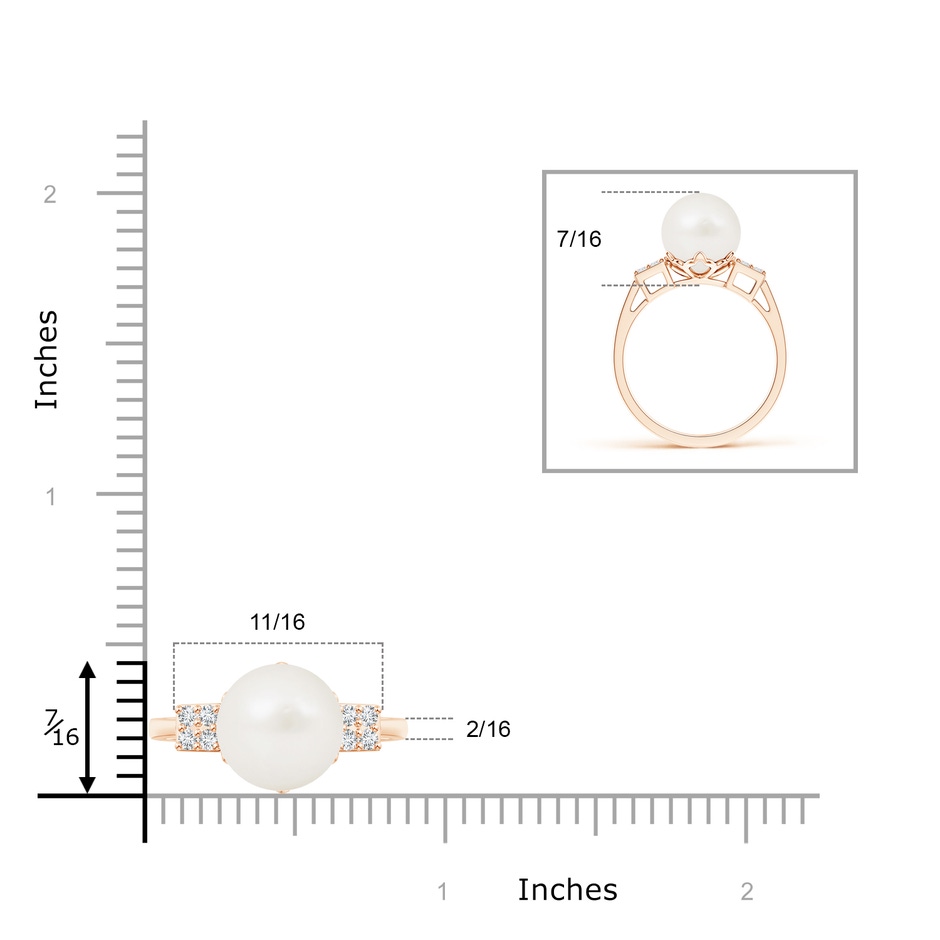 10mm A Freshwater Pearl Ring with Cluster Diamonds in Rose Gold product image