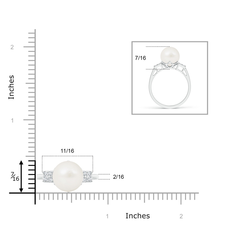 10mm A Freshwater Pearl Ring with Cluster Diamonds in White Gold product image