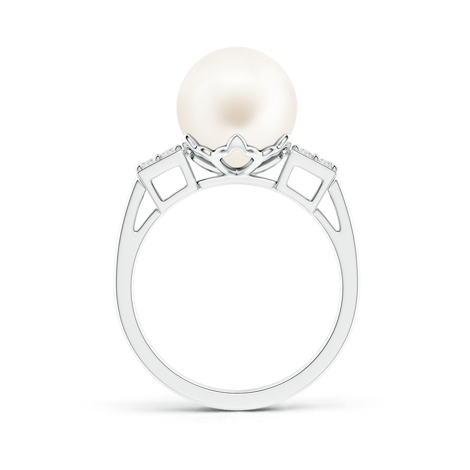10mm AA Freshwater Pearl Ring with Clustre Diamonds in S999 Silver product image