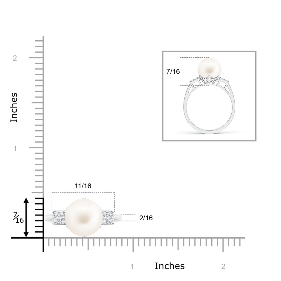 10mm AA Freshwater Pearl Ring with Clustre Diamonds in S999 Silver product image