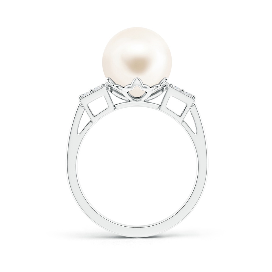 10mm AAA Freshwater Pearl Ring with Clustre Diamonds in S999 Silver product image