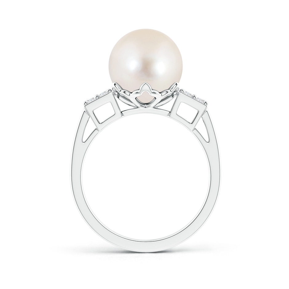 10mm AAAA Freshwater Pearl Ring with Cluster Diamonds in S999 Silver product image