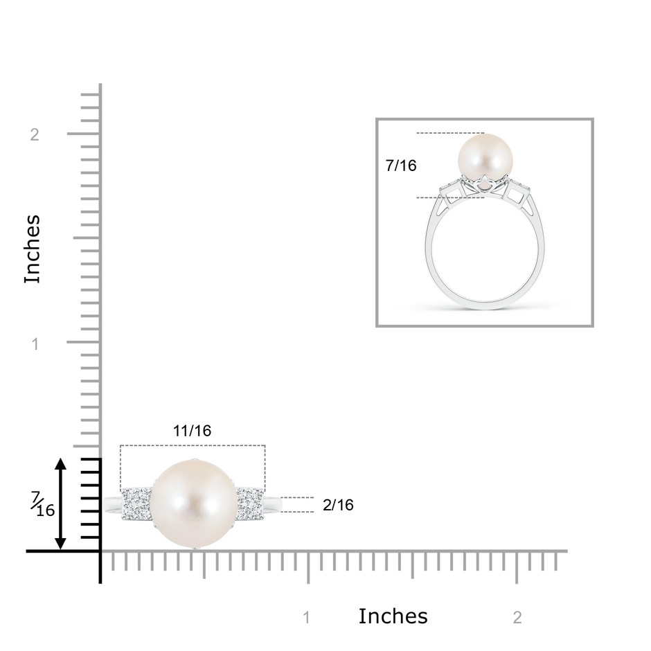 10mm AAAA Freshwater Pearl Ring with Cluster Diamonds in S999 Silver product image