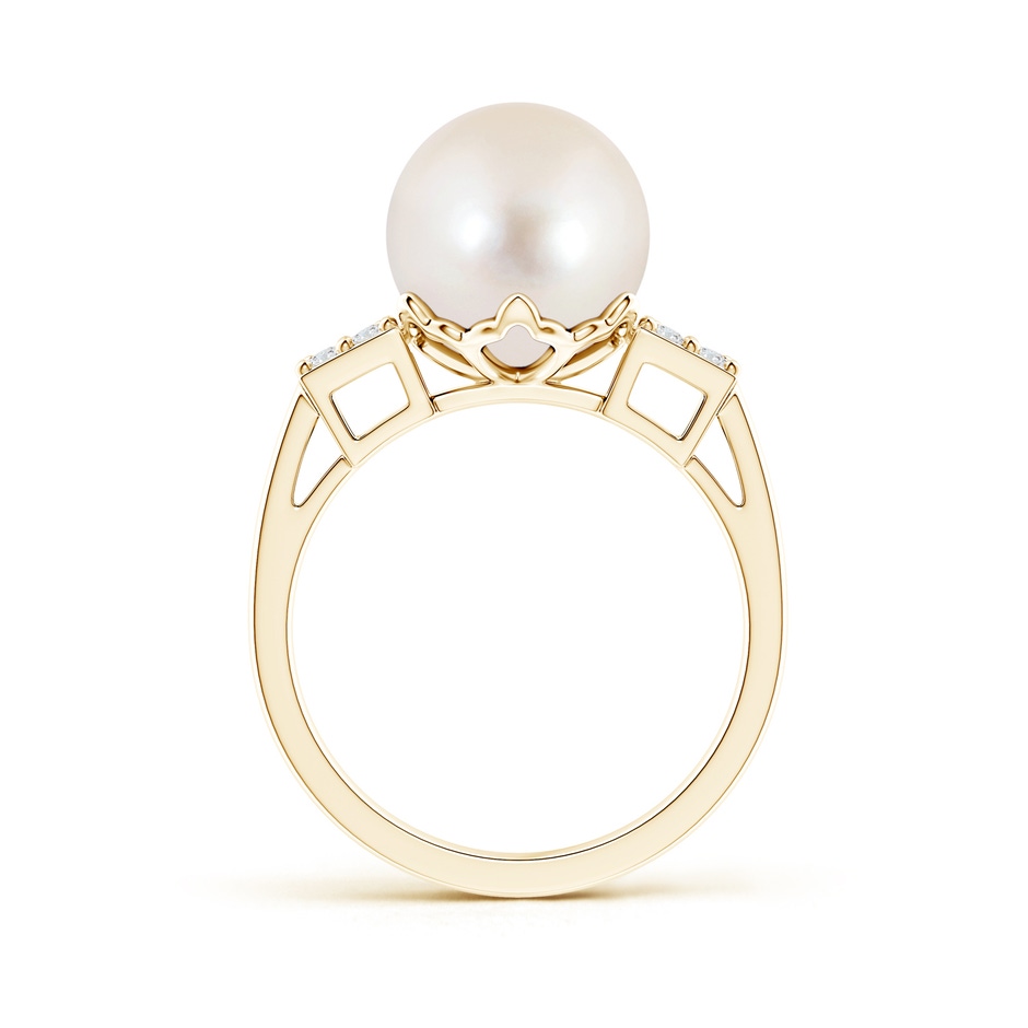 10mm AAAA Freshwater Pearl Ring with Clustre Diamonds in Yellow Gold product image